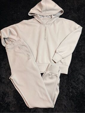 A&F Kids Gray Half-Zip Hoodie & Jogger Set